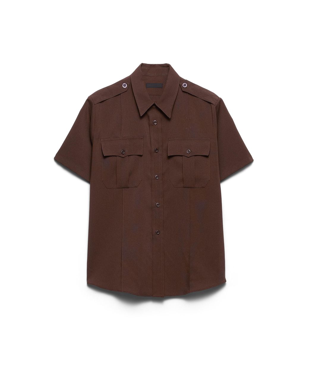Prada Brown Short-Sleeved Technical Fabric Shirt for men