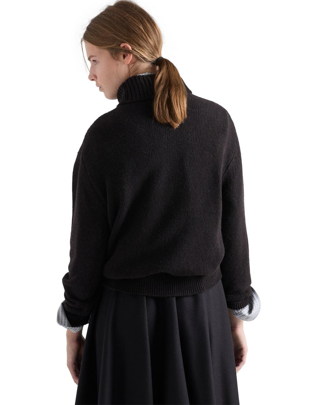 Prada Black Re-Cashmere Turtleneck Sweater, Anthracite