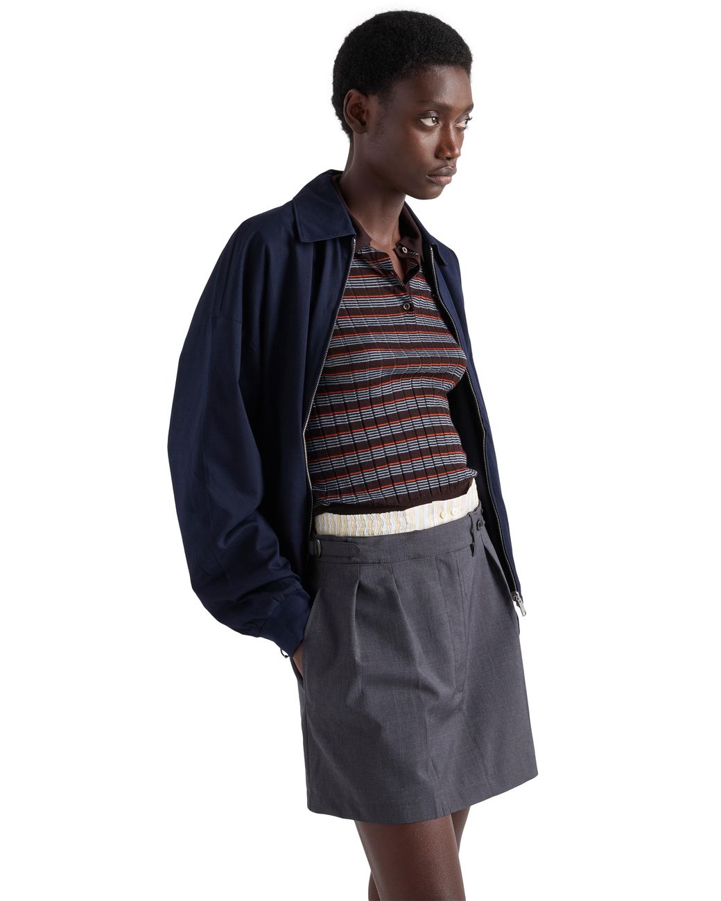 Prada Blue Light Mohair Miniskirt, Slate