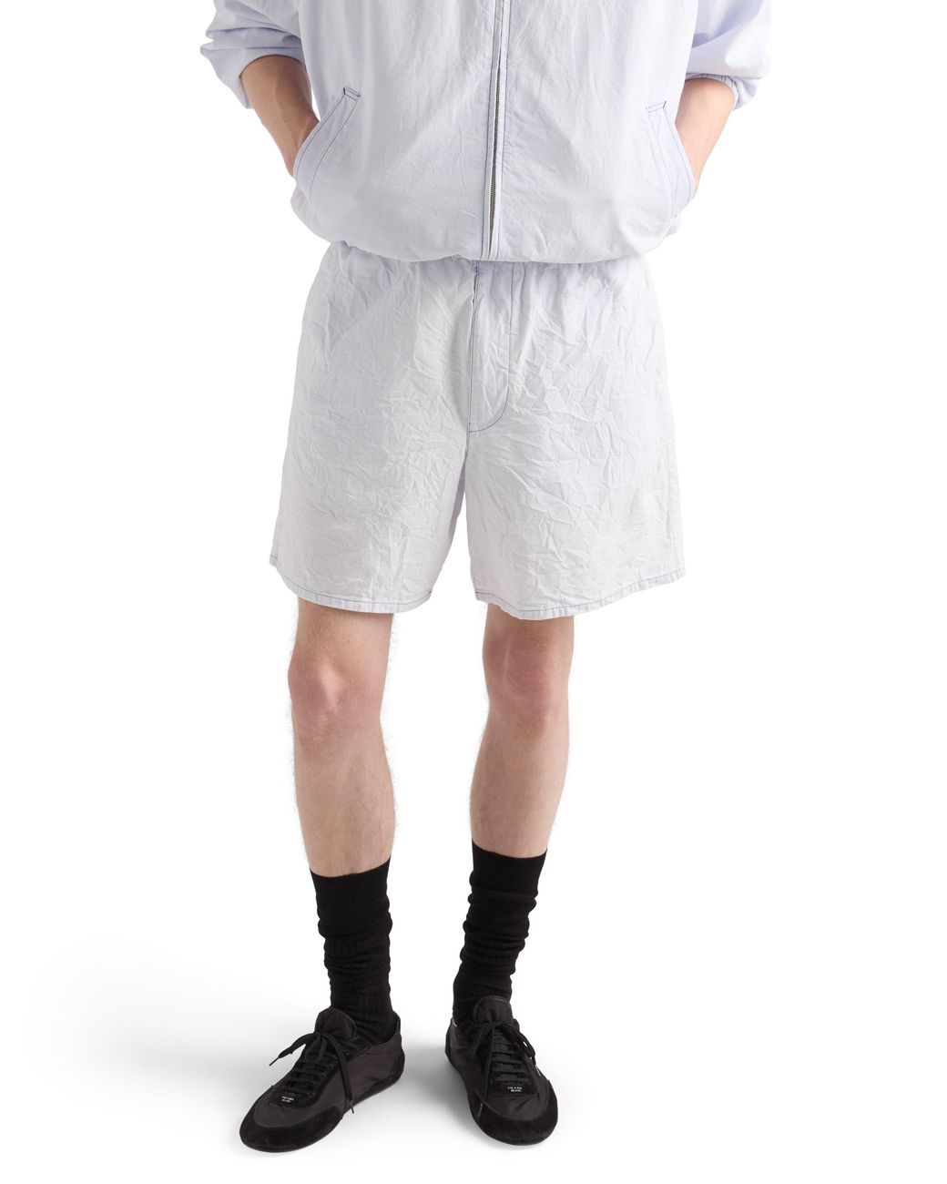 Prada White Chambray Bermudas for men
