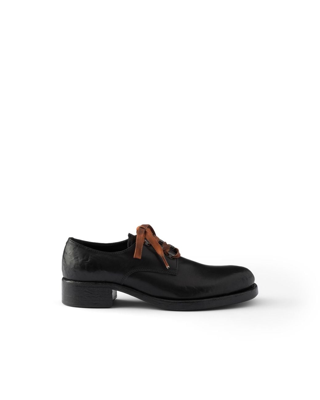 Prada Black Antiqued Leather Lace-Up Shoes