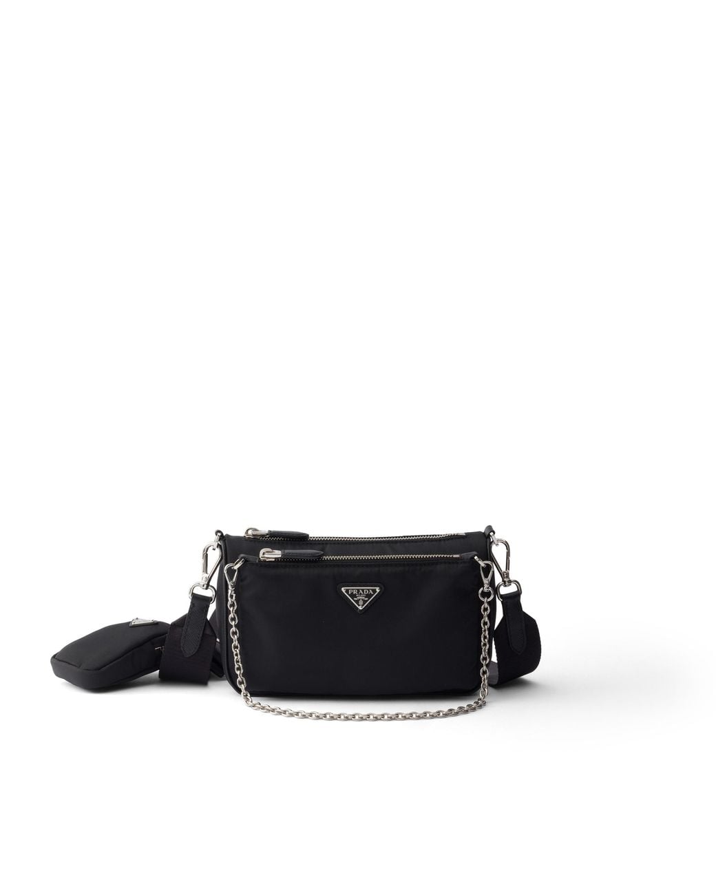 Prada Black Re-Nylon And Saffiano Leather Mini Shoulder Bag