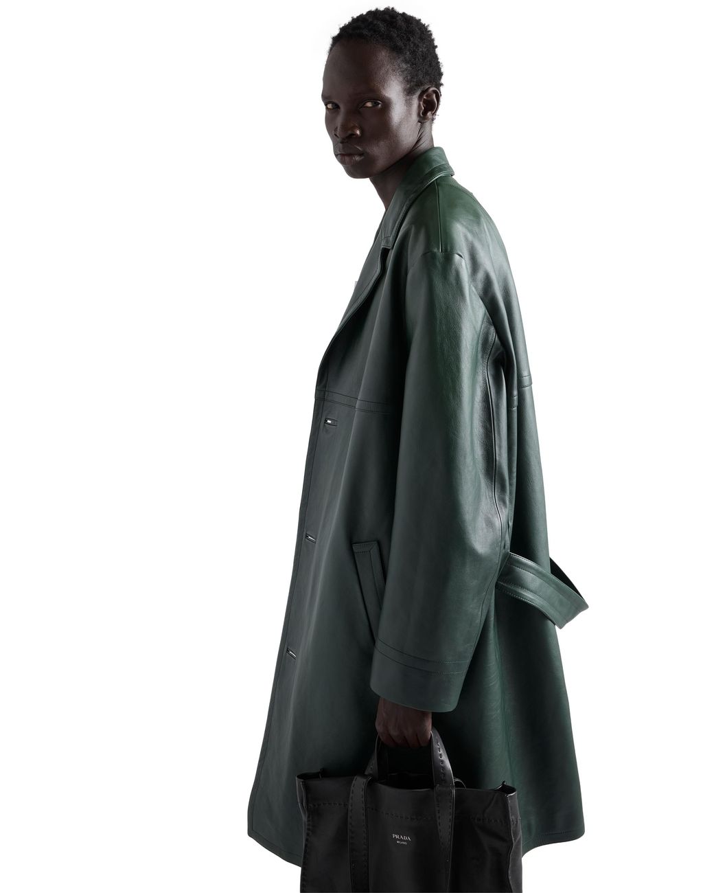 Prada Green Leather Coat for men