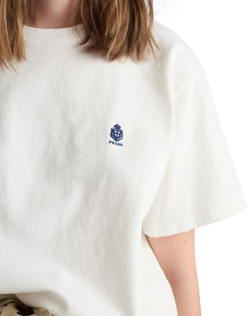 Prada White Garment-Dyed Jersey T-Shirt