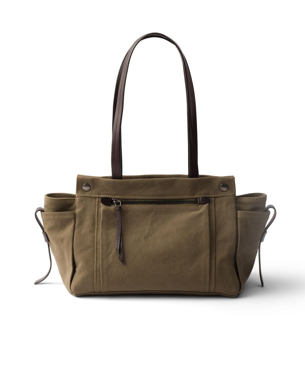 Prada Brown Route Large Canvas And Leather Tote Bag