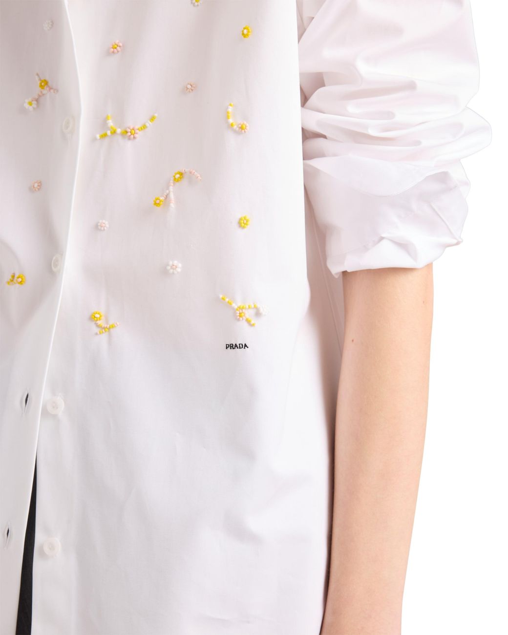 Prada White Embroidered Poplin Shirt