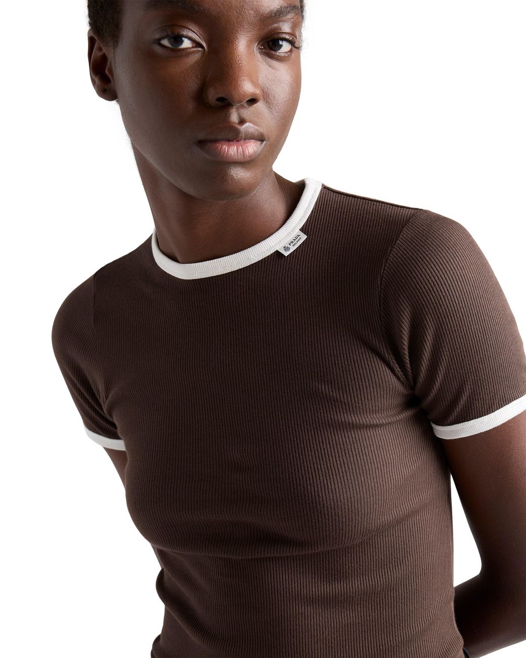 Prada Brown Ribbed Knit Top