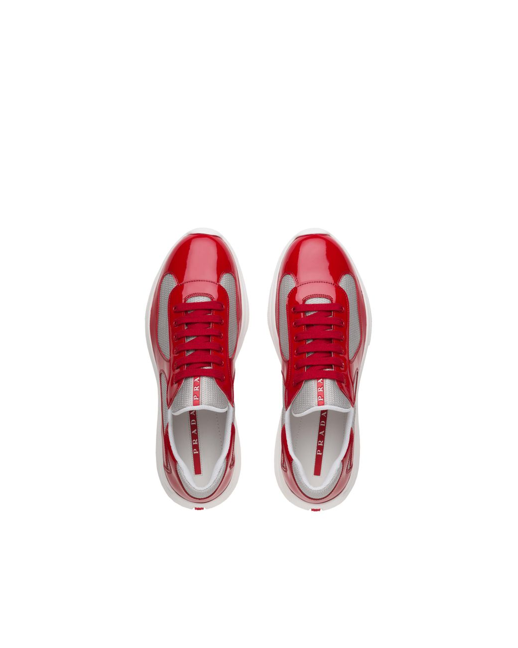 prada sneakers red and white