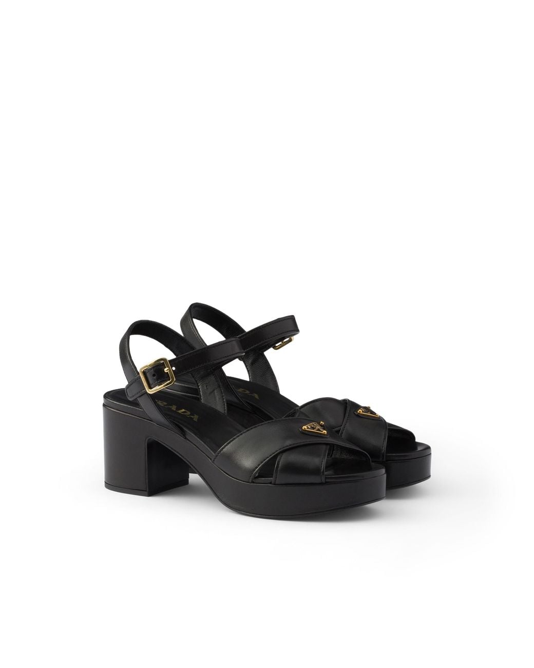 Prada Black Nappa Leather Platform Sandals