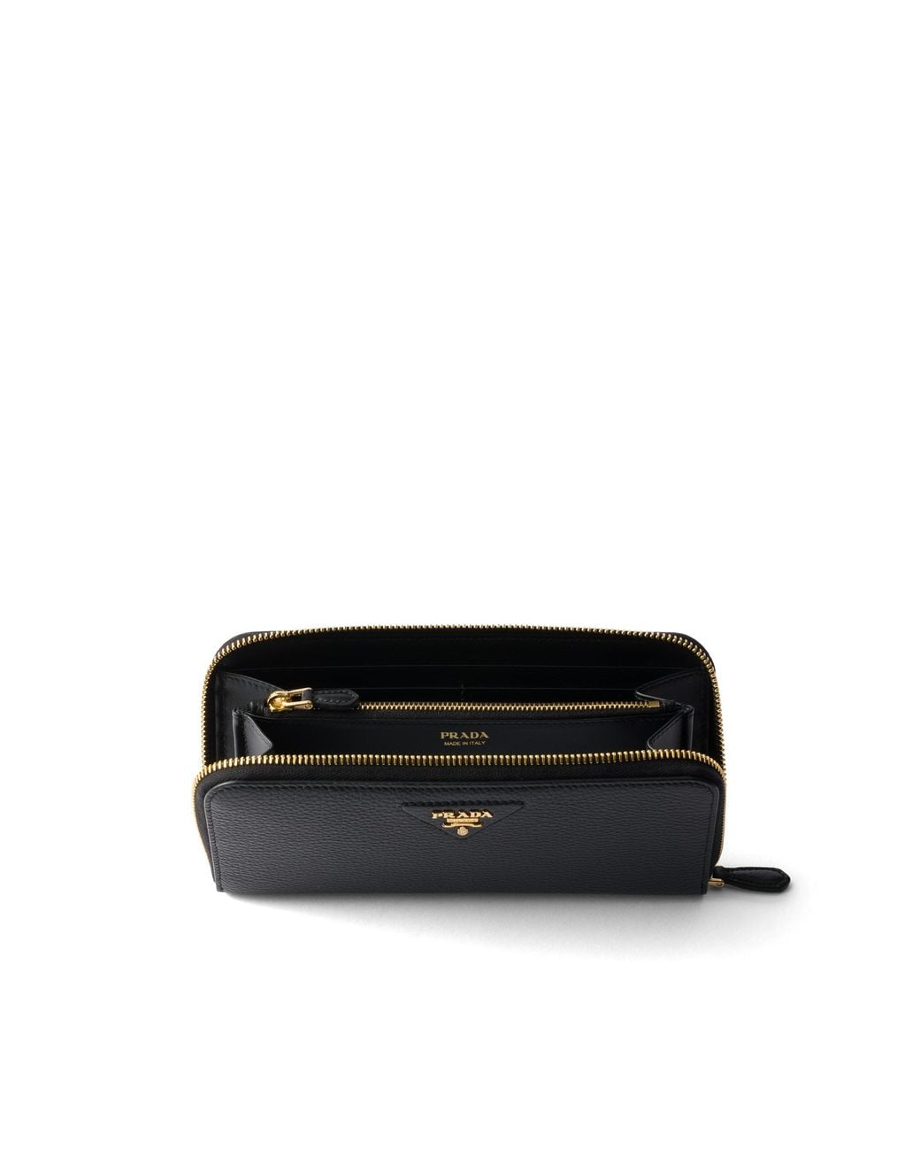 Prada Black Große Geldbörse Aus Leder, Damen