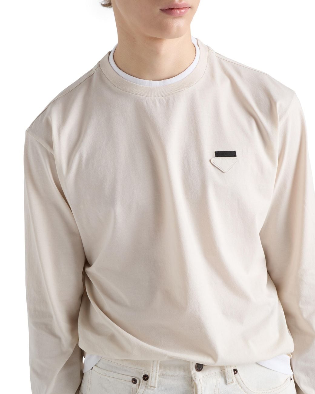 Prada White Long-Sleeved Cotton T-Shirt for men