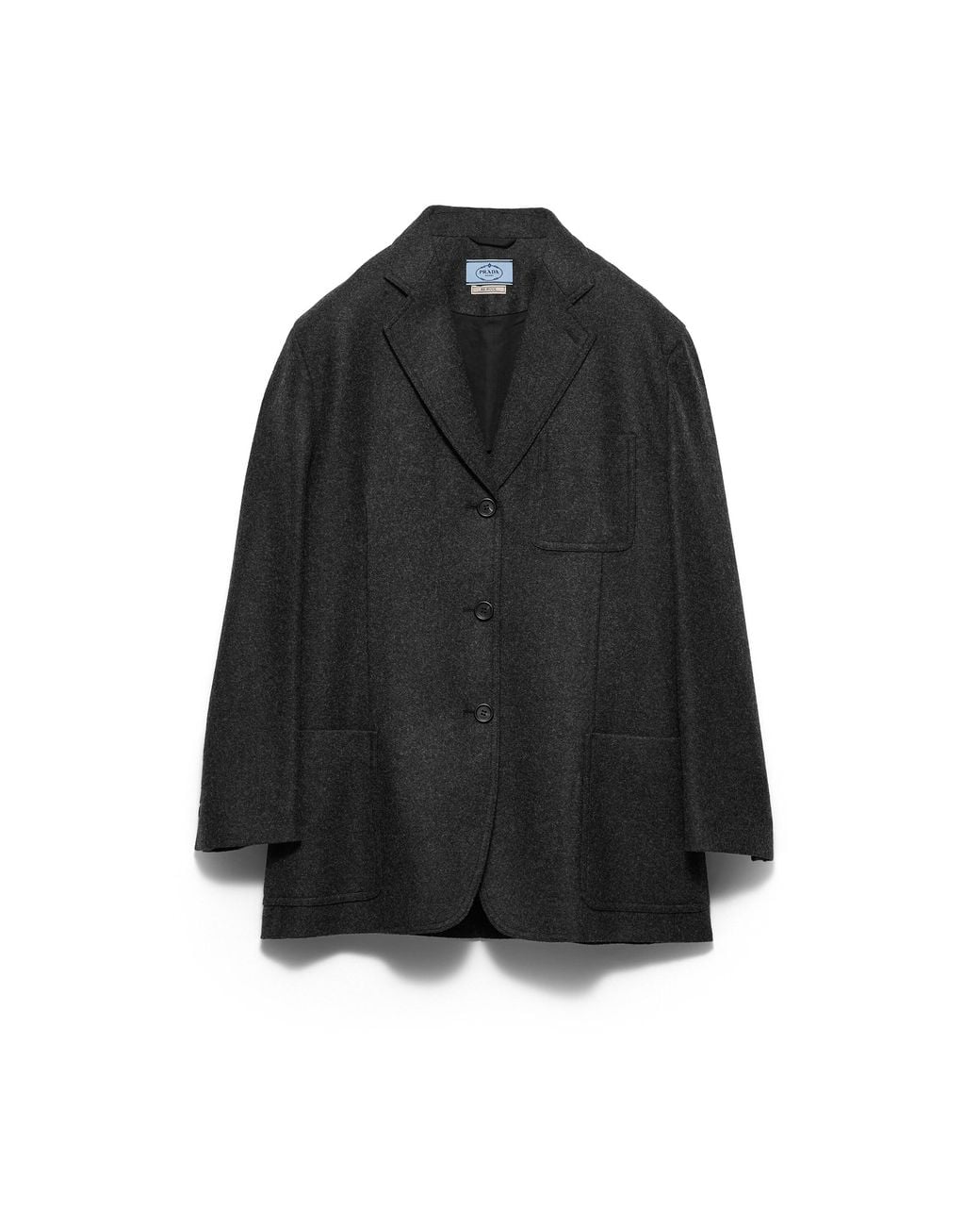 Prada Black Re-Wool Single-Breasted Jacket, Anthracite