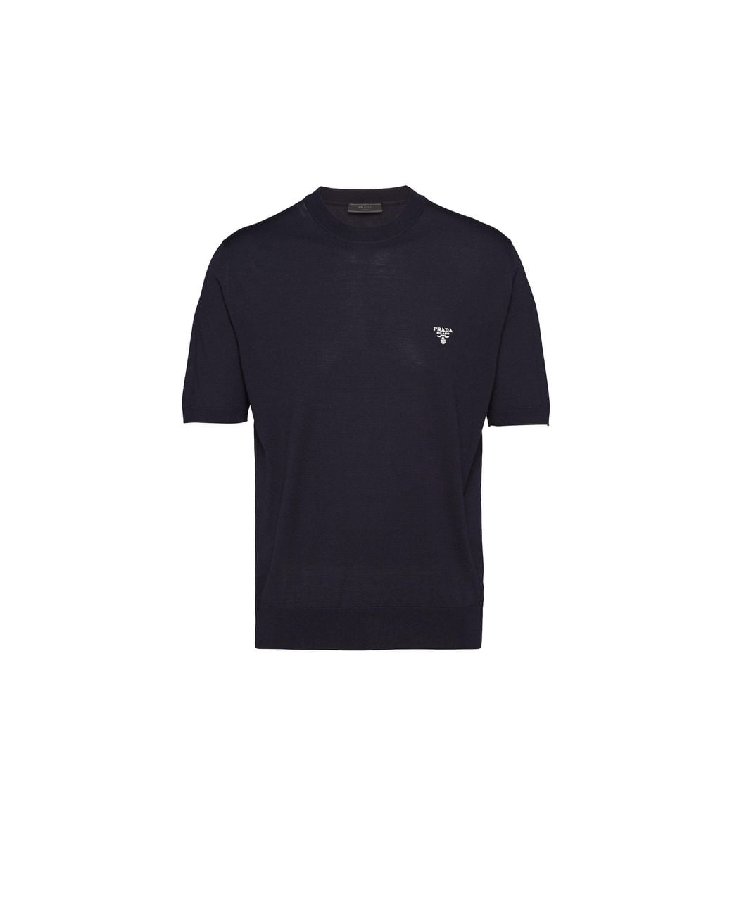 Prada Blue Superfine Wool Crew-Neck Sweater