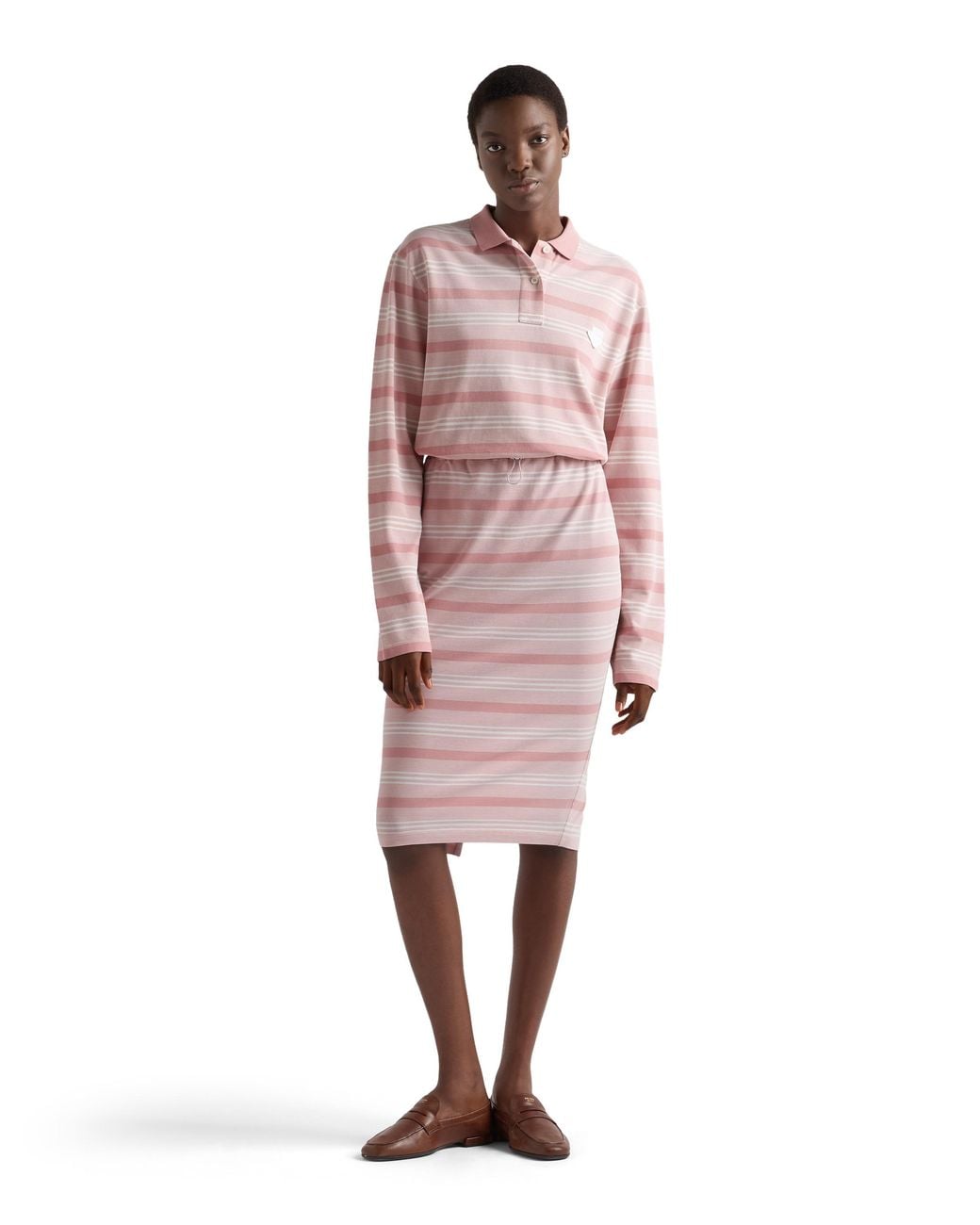 Prada Pink Cotton Piqué Stripe Polo Shirt