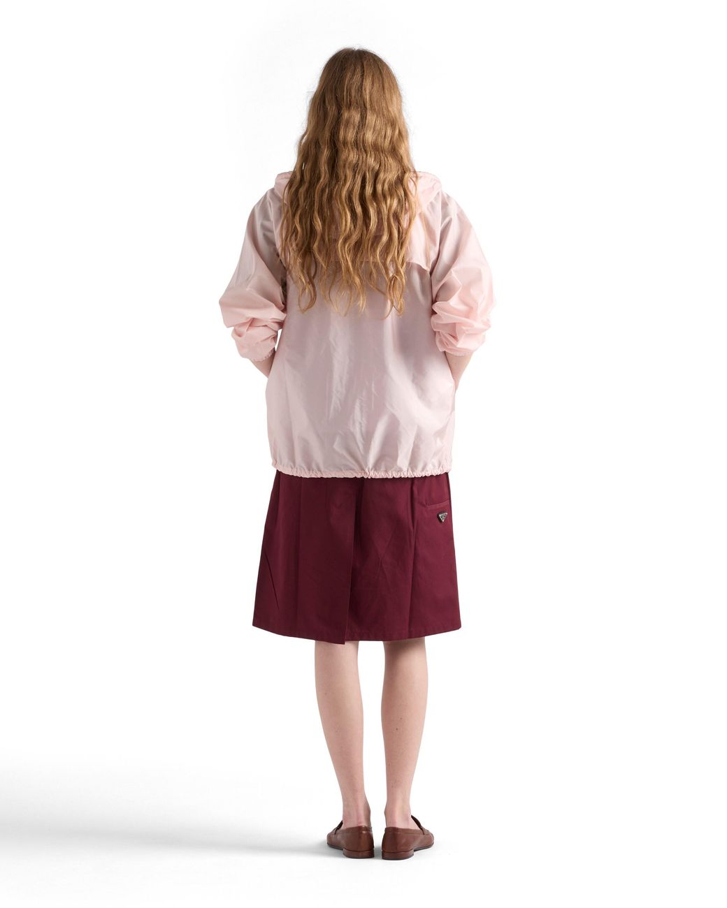 Prada Pink Lightweight Re-Nylon Hooded Raincoat, Alabaster