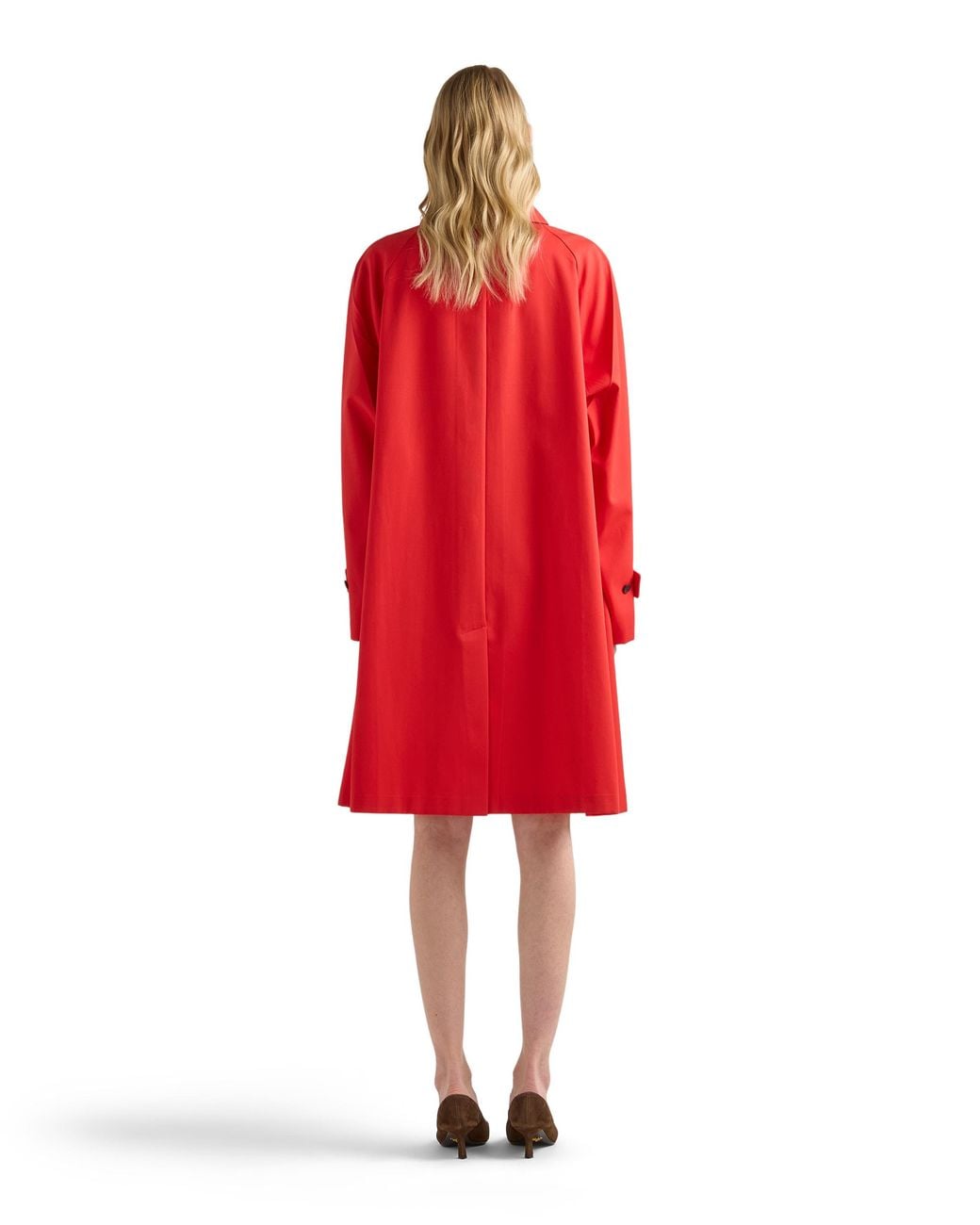 Prada Red Single-Breasted Gabardine Coat