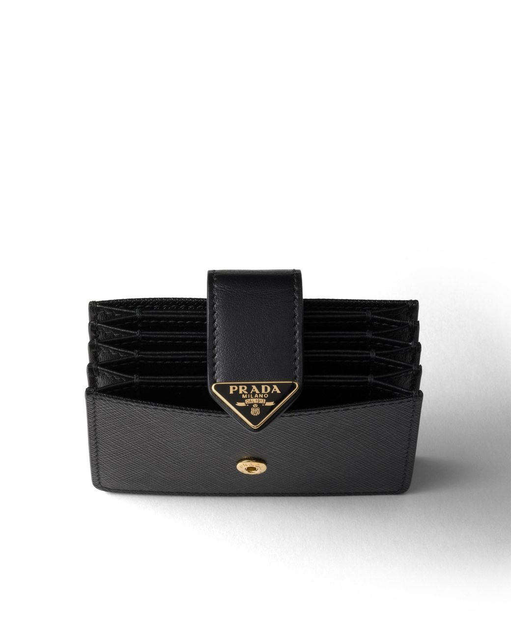 Prada White Saffiano And Smooth Leather Card Holder