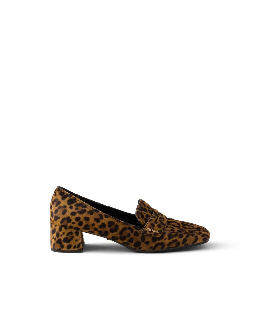 Prada Brown Printed Leather Loafers, Honey