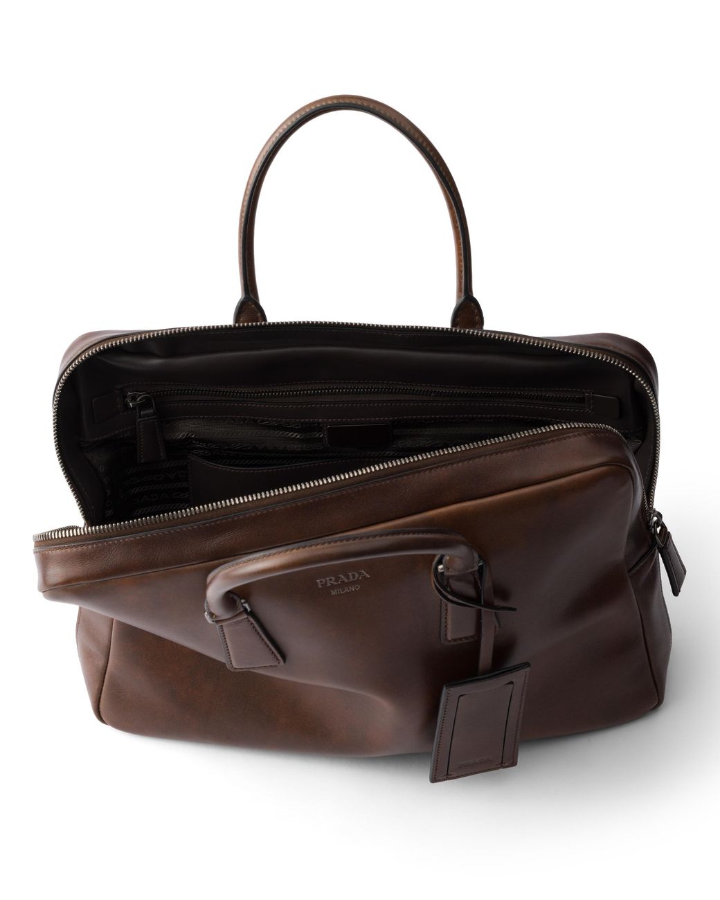 Prada Brown Leather Work Bag for men