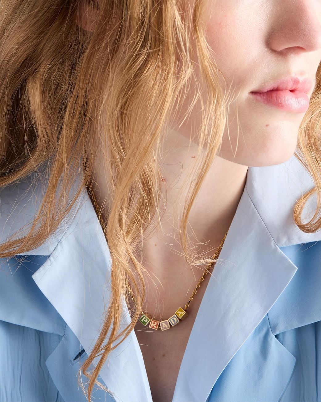 Prada Metallic Metal Necklace