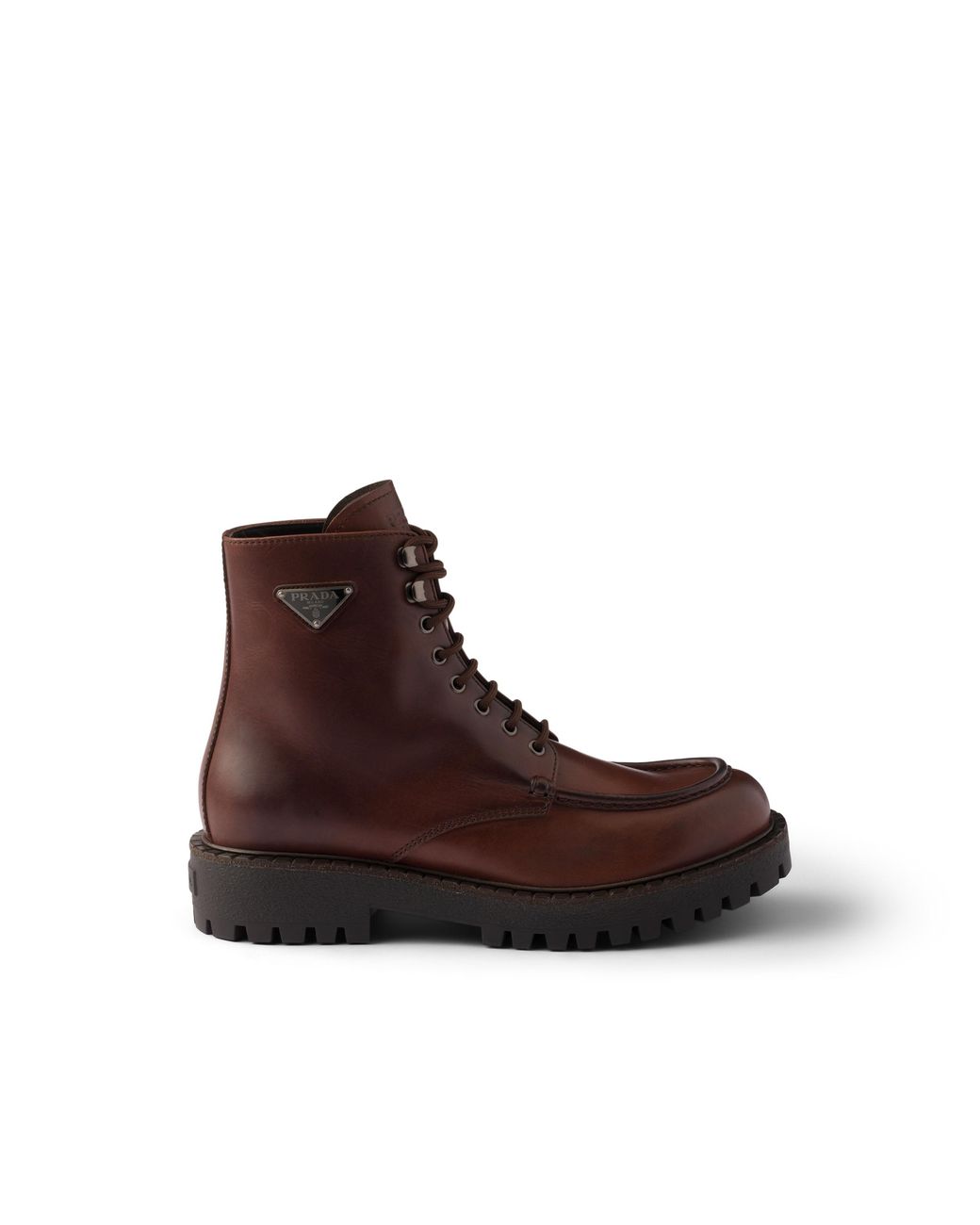 Prada Brown Laced Leather Booties for men