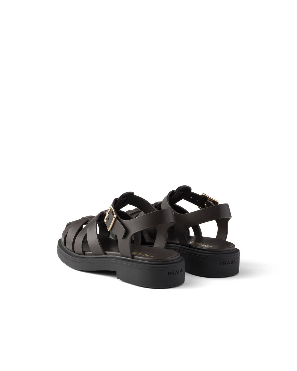 Prada Black Leather Fisherman's Sandals
