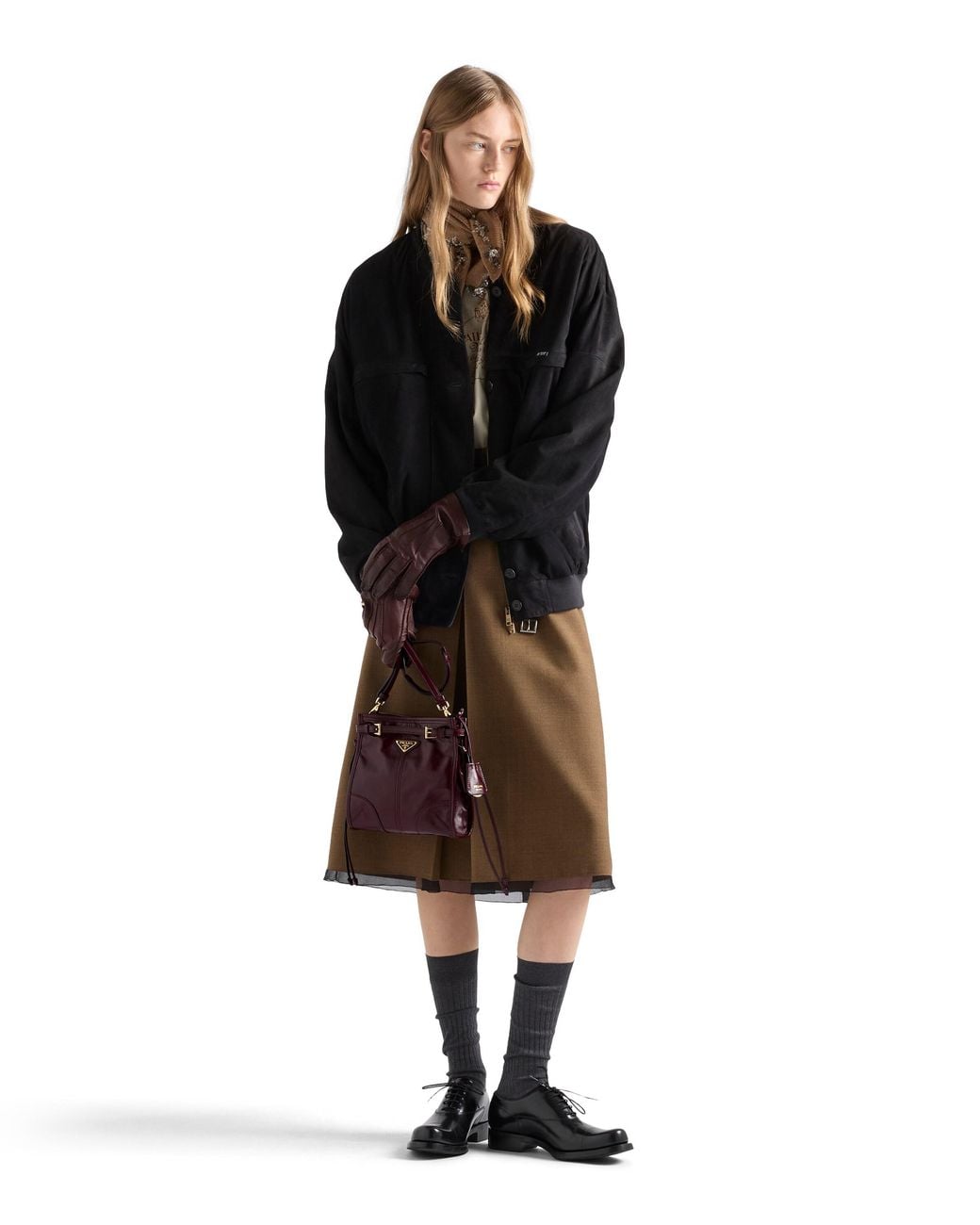 Prada Purple Bonnie Leather Mini Shoulder Bag, Burgundy