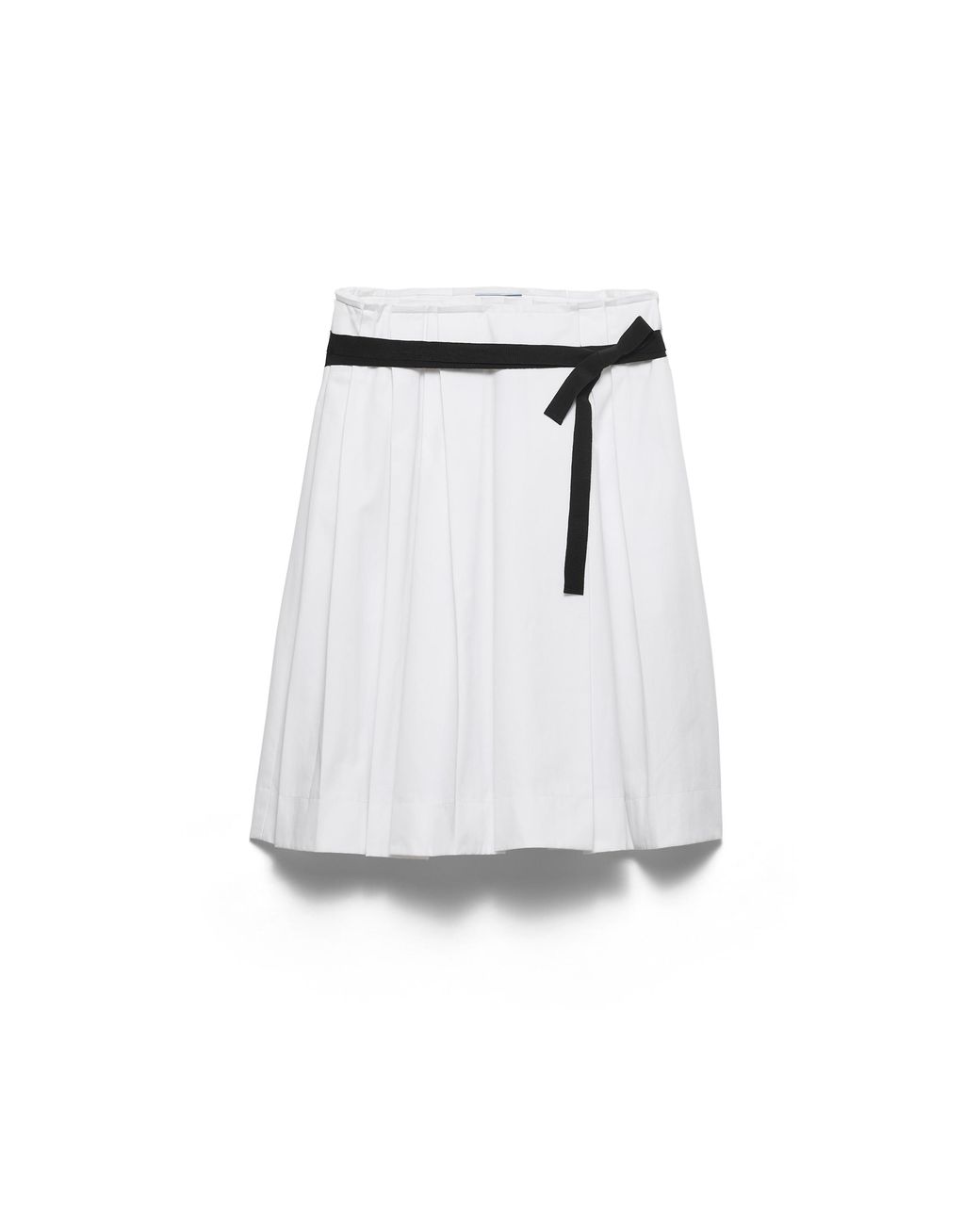 Prada White Belted Gabardine Skirt
