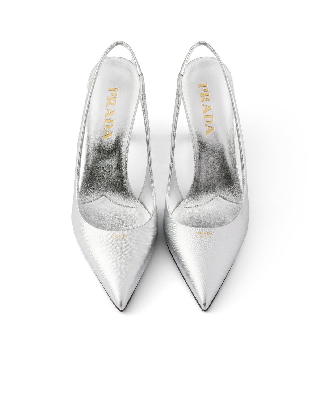 Prada White Patent Saffiano Leather Slingback Pumps