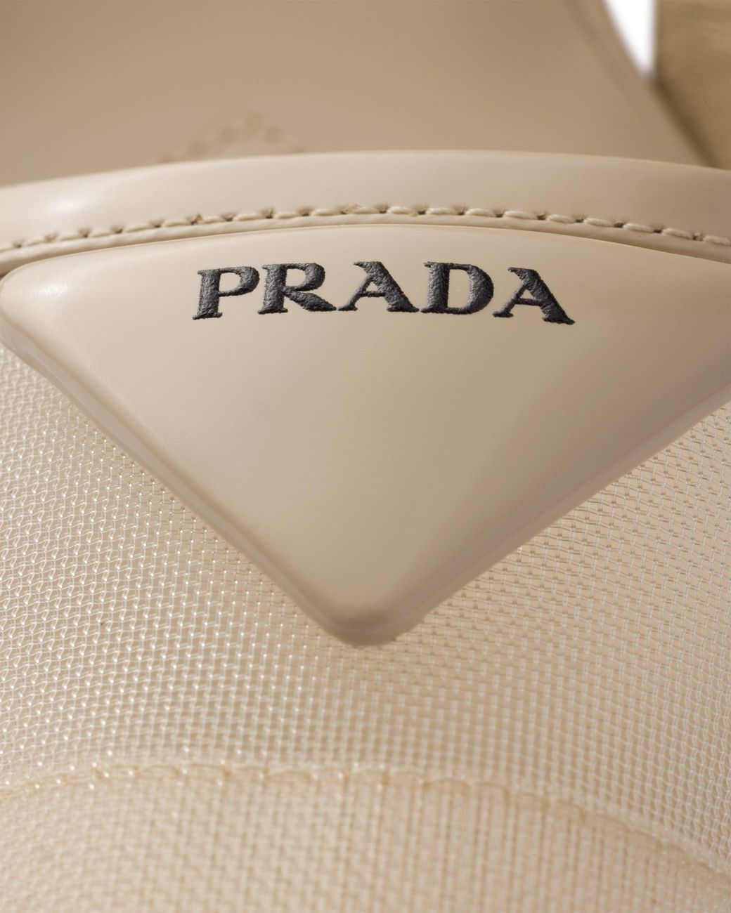 Prada White Mesh Fabric Slingback Pumps, Travertine Stone
