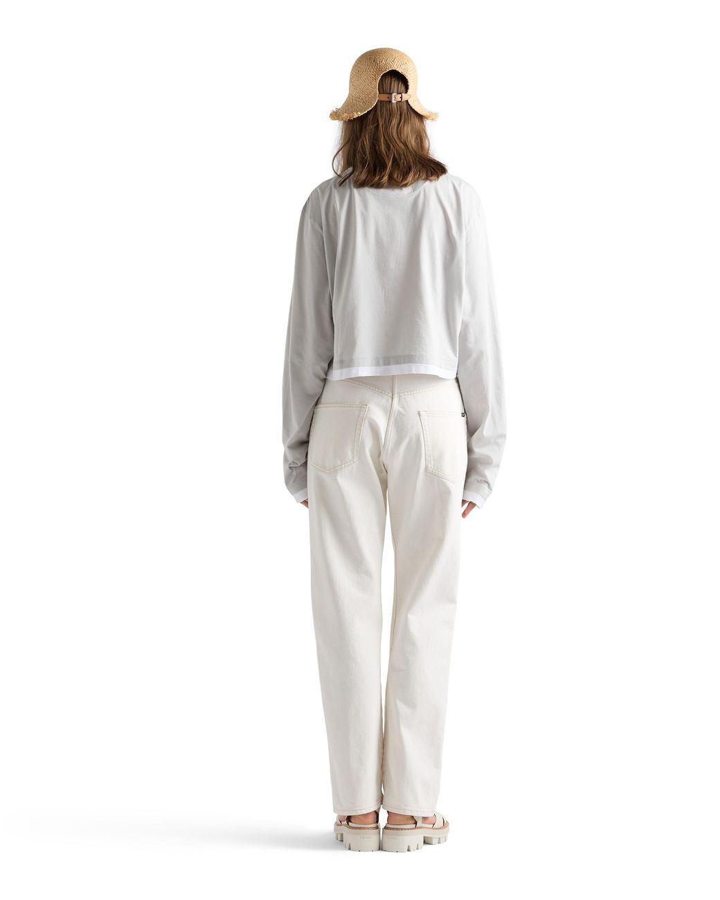 Prada White Long-Sleeved Jersey T-Shirt
