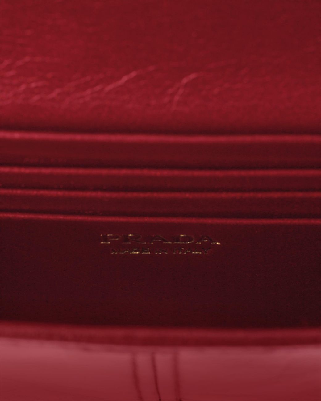 Prada Red Leather Wallet With Shoulder Strap
