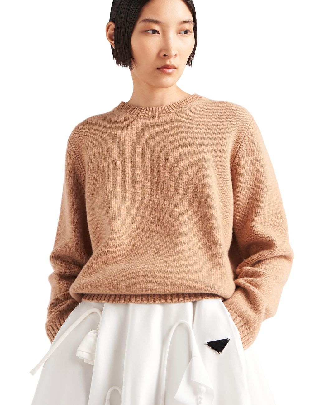 Prada White Wool And Cashmere Crew-neck Sweater