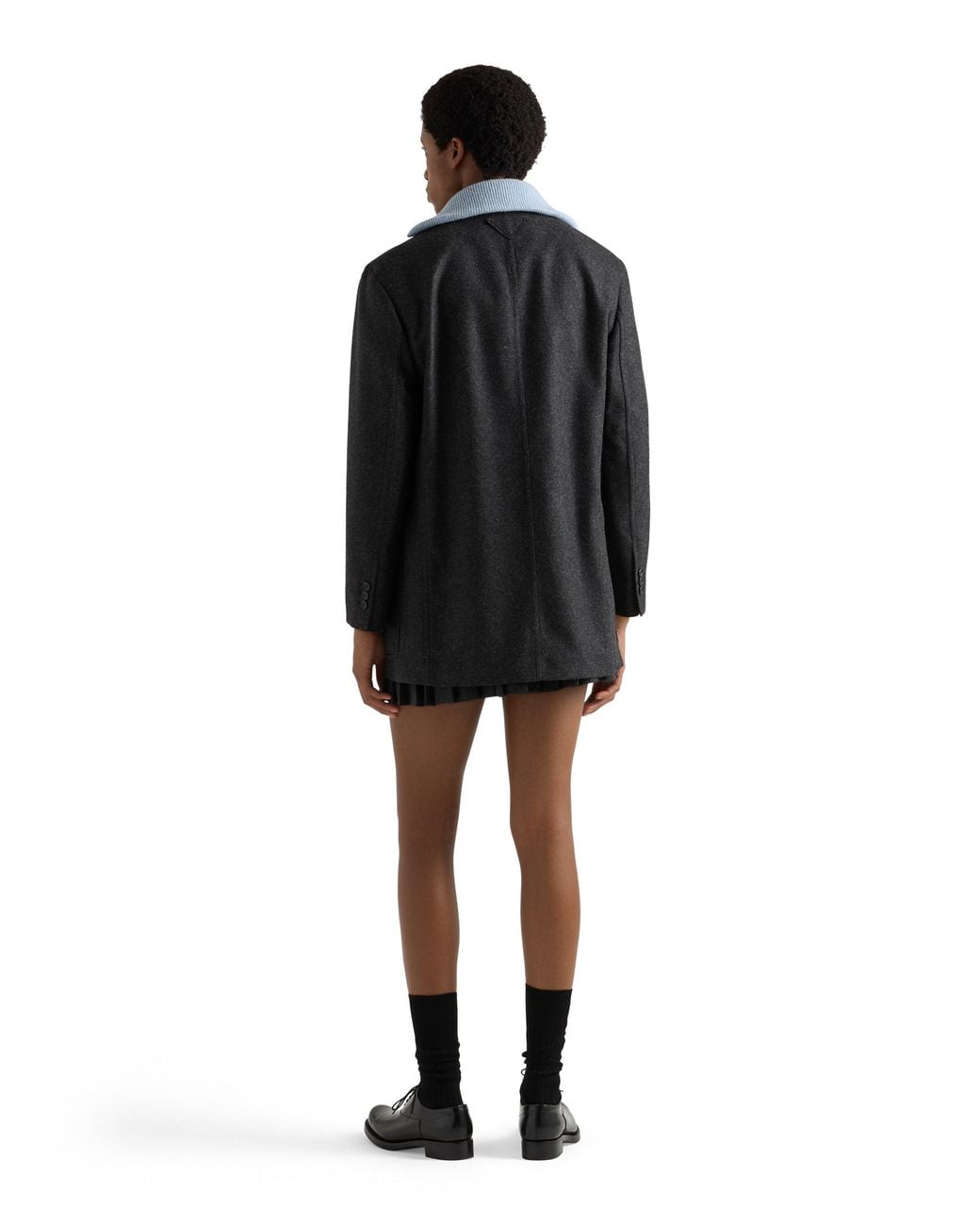 Prada Black Re-Wool Single-Breasted Jacket, Anthracite