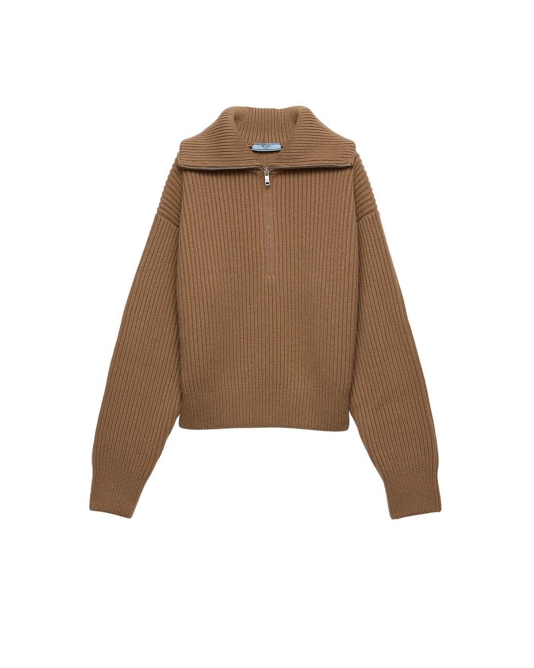 Prada Natural Ribbed Knit Cashmere Sweater