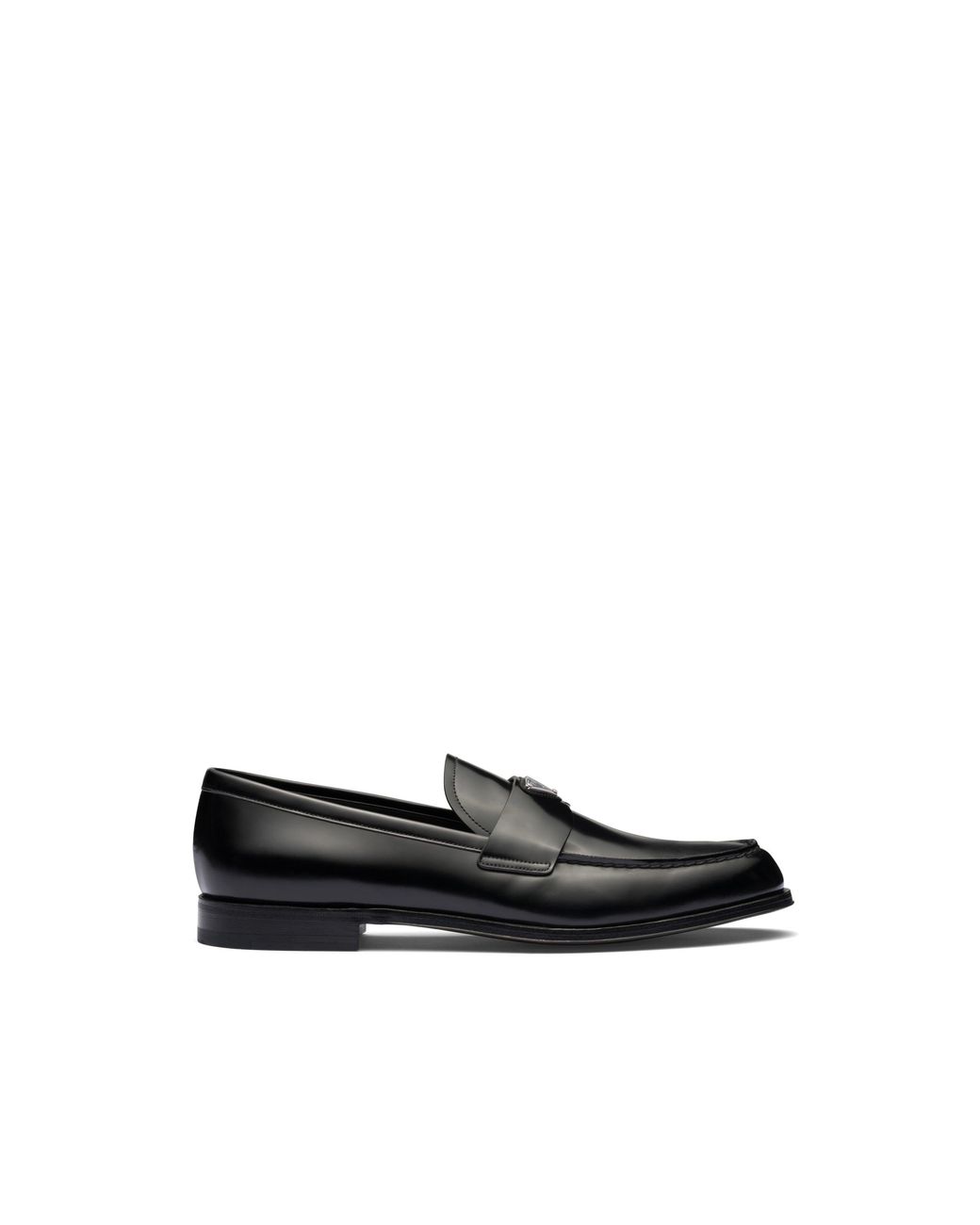 Prada Black Leather Loafer With Logo for men