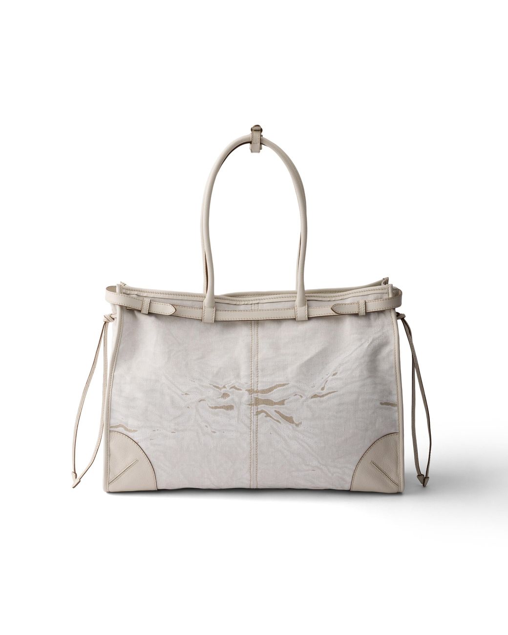 Prada Gray Bonnie Extra-Large Printed Linen And Leather Tote Bag
