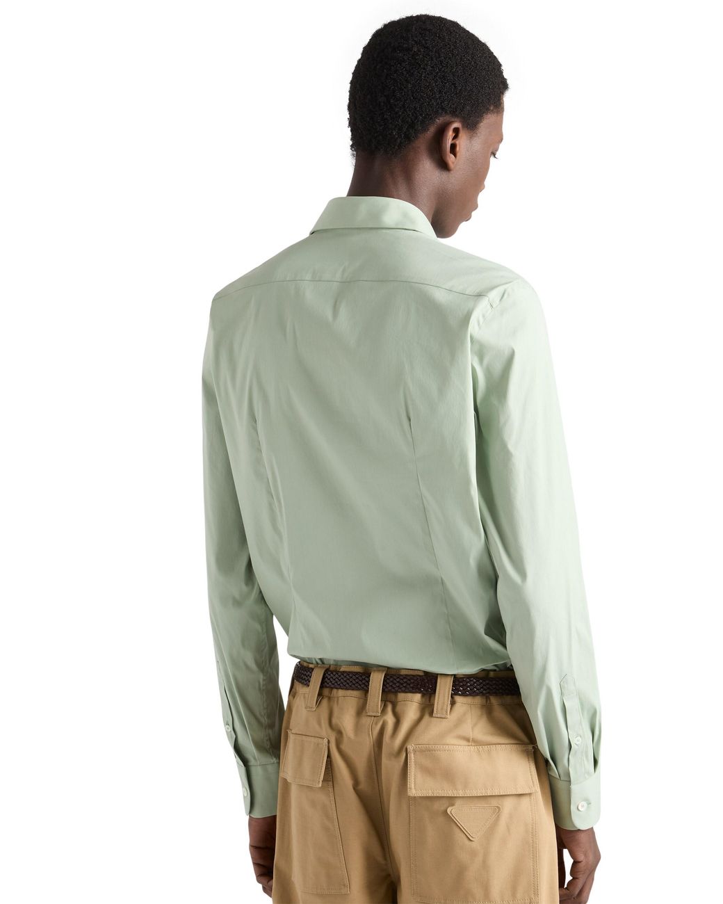 Prada Green Stretch Cotton Shirt for men