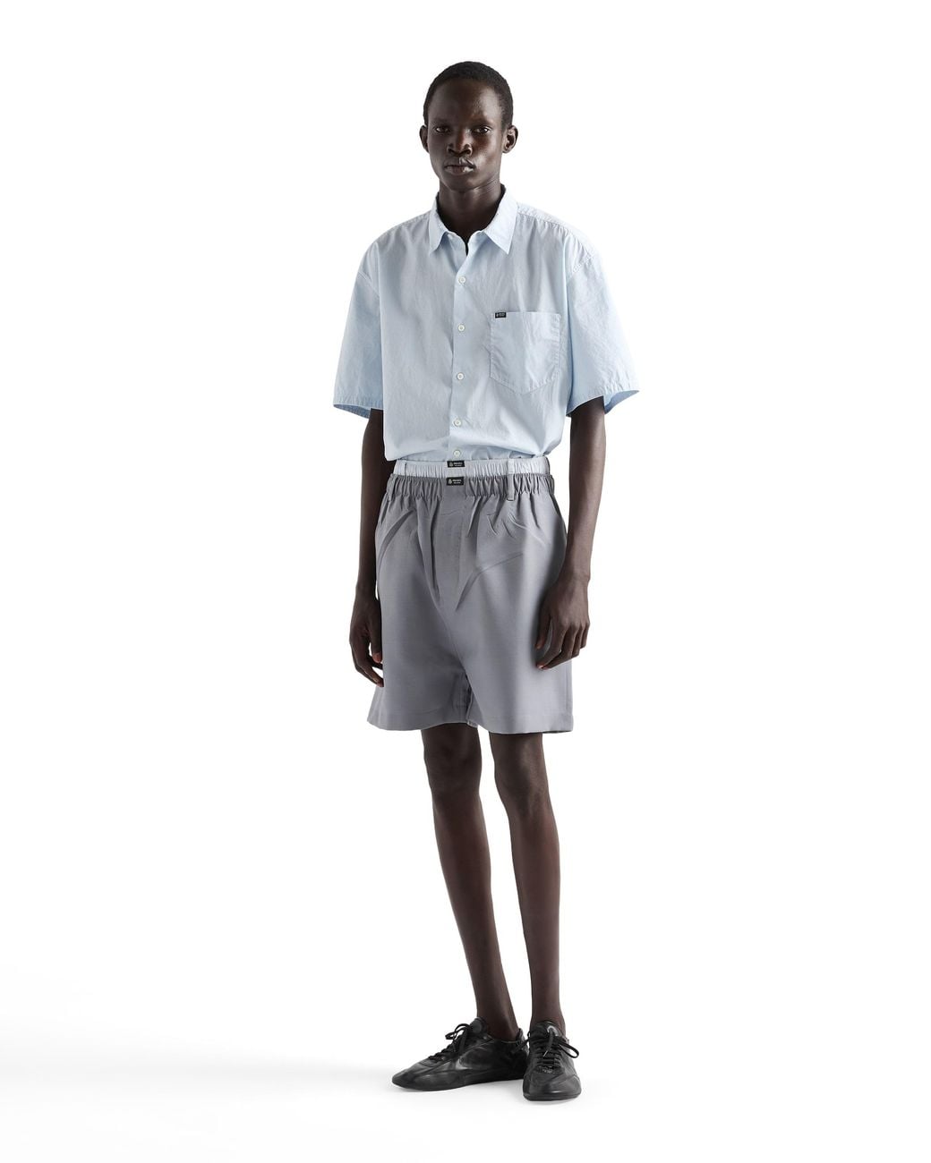 Prada Blue Short-Sleeved Cotton Shirt for men