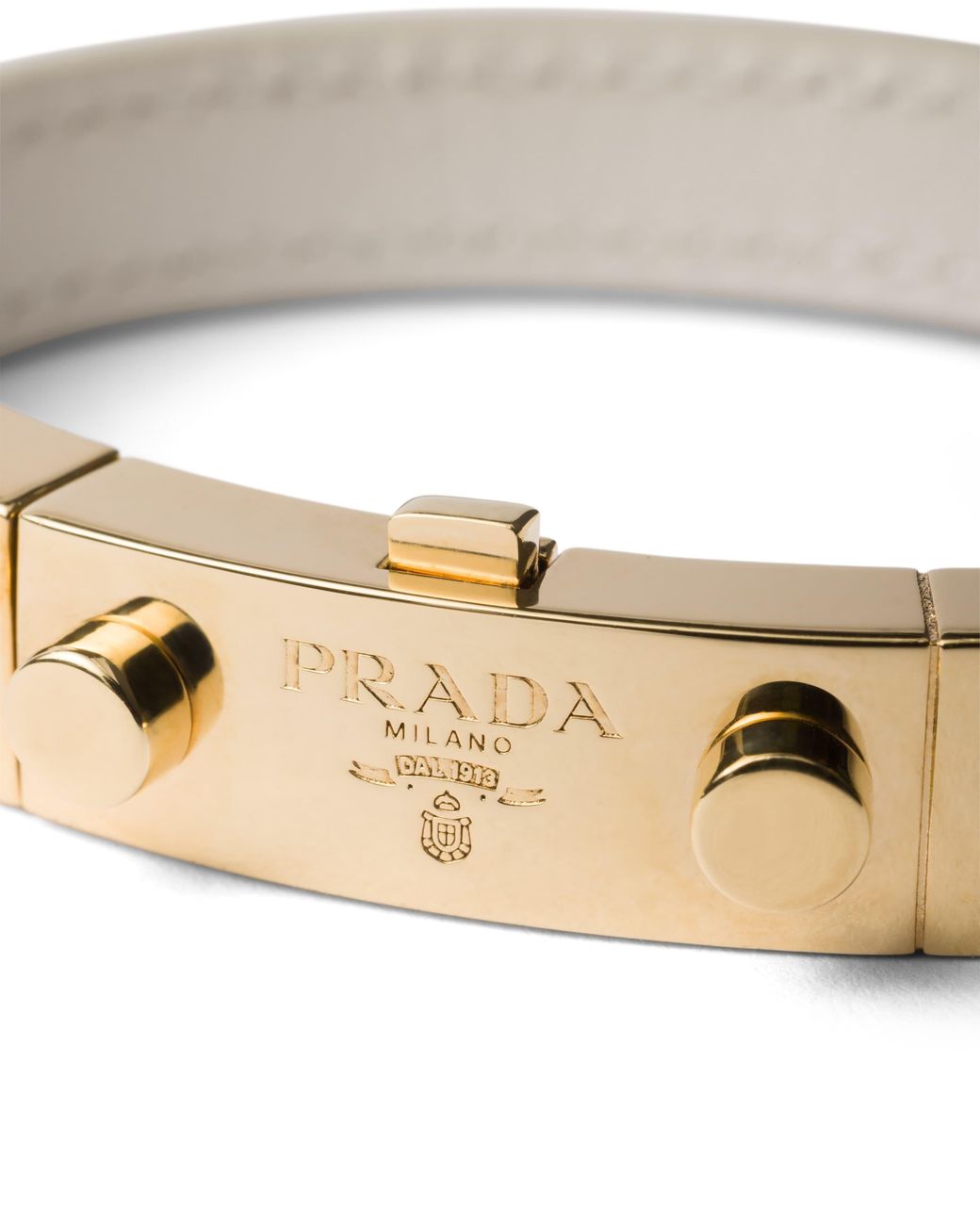 Prada White Saffiano Leather Bracelet