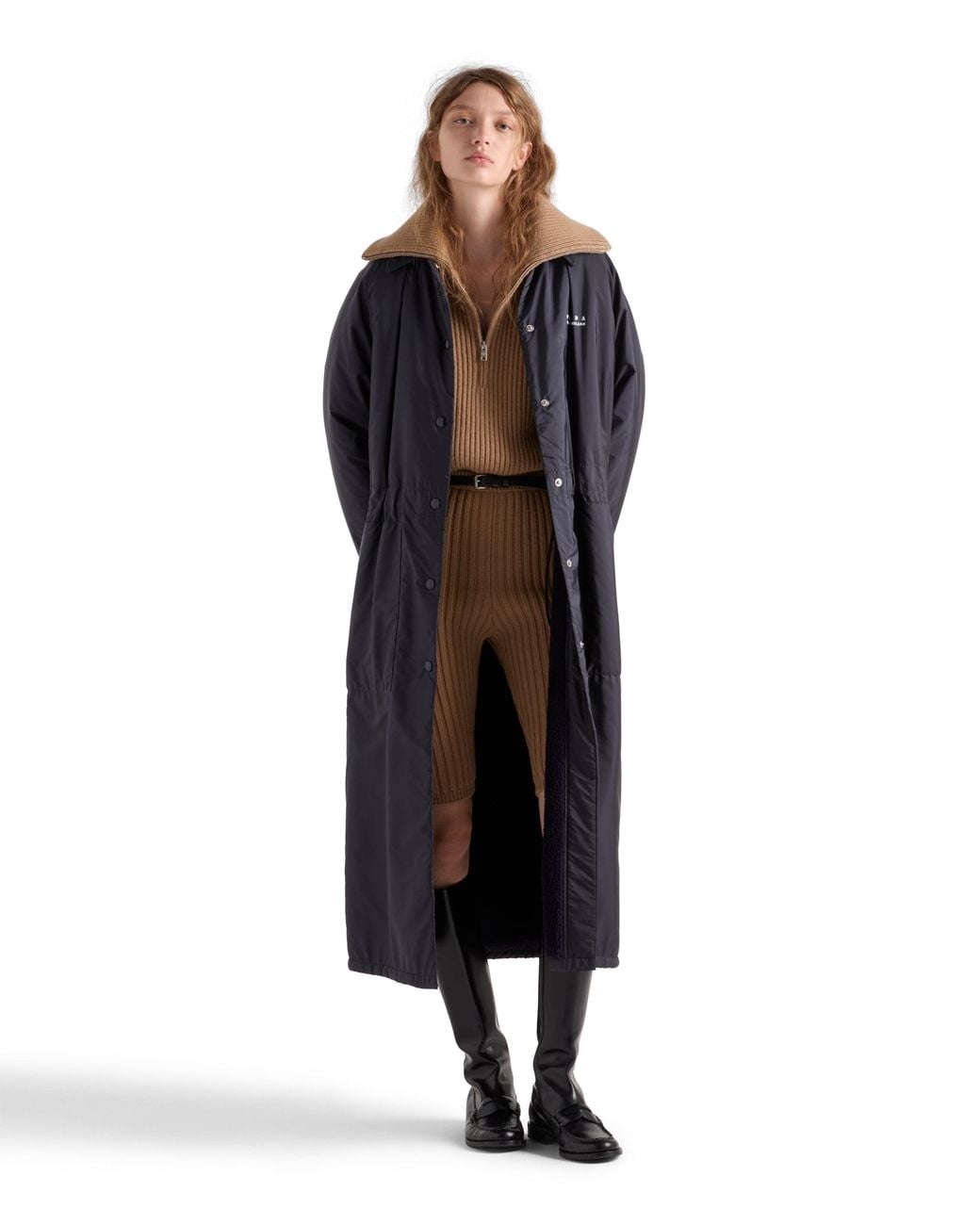 Prada Natural Ribbed Knit Cashmere Sweater