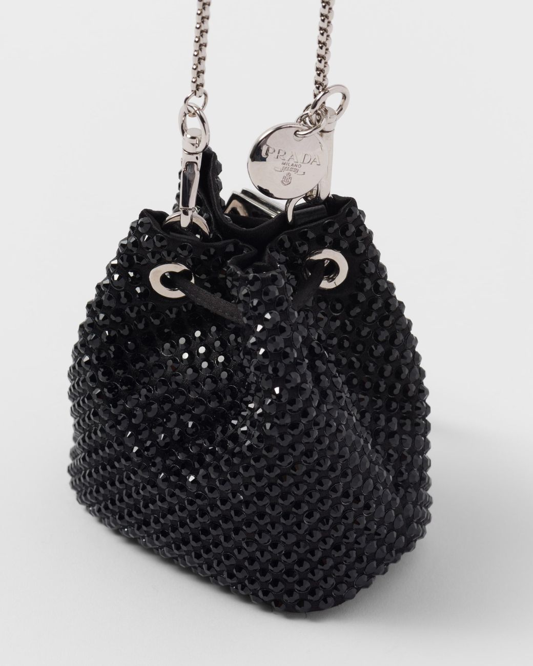 Prada Embellished Satin Mini-pouch in White | Lyst