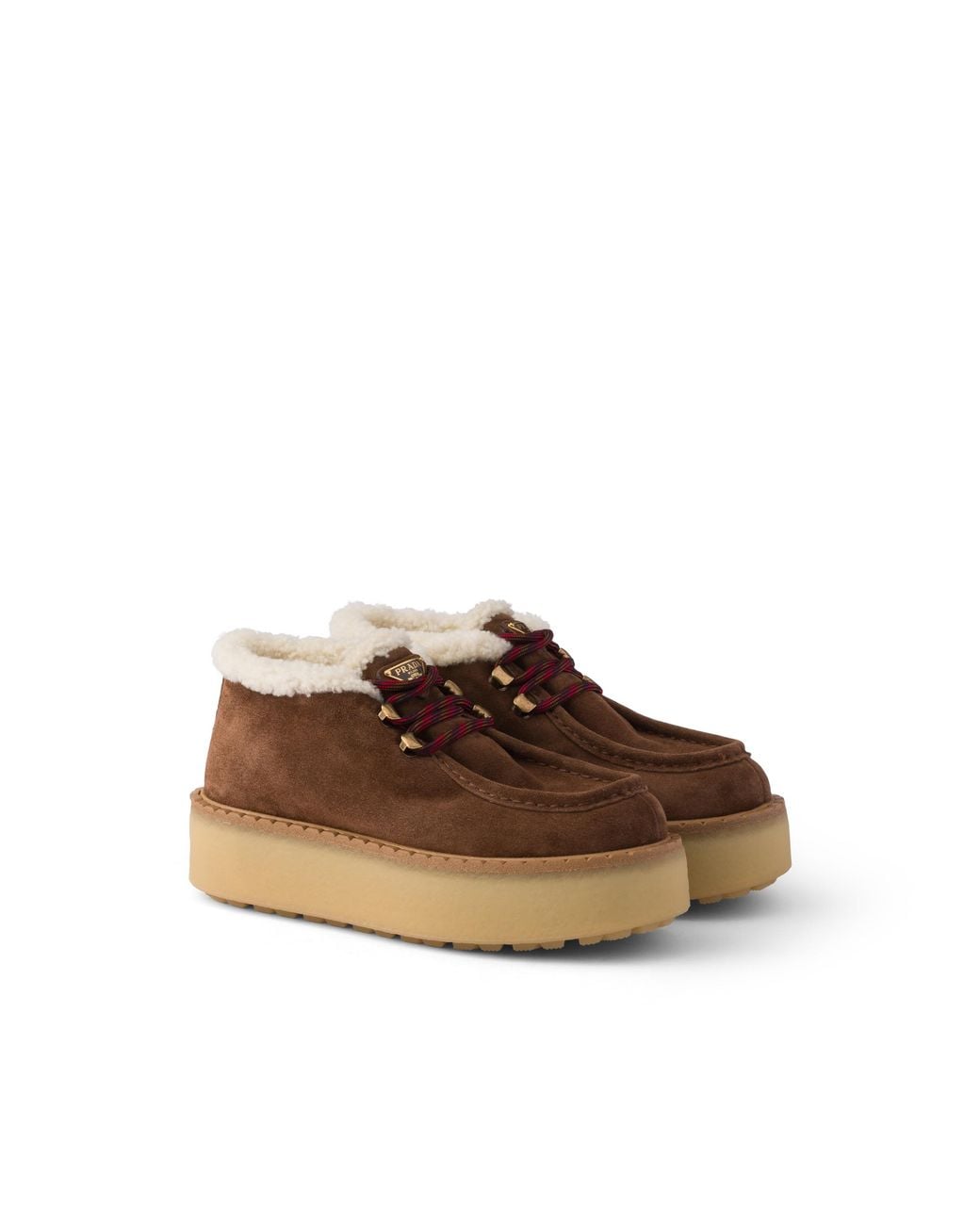 Prada Brown Shearling Lined Suede Booties