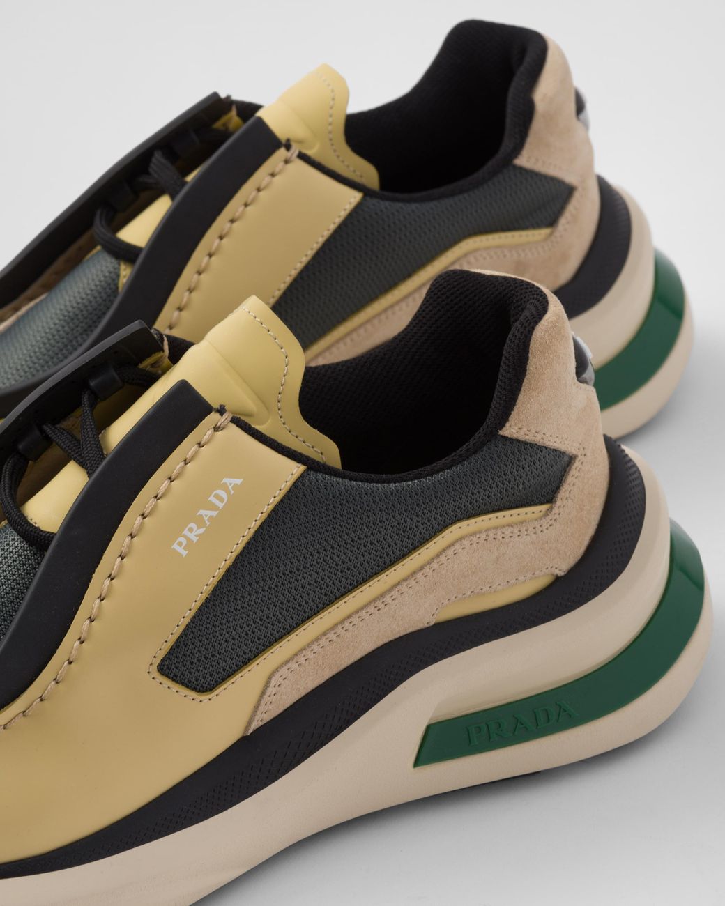 PRADA◆Systeme レザー バイクファブリック スエード スニーカー PRADA◇Systeme バイクファブリック レザー スエード スニーカー