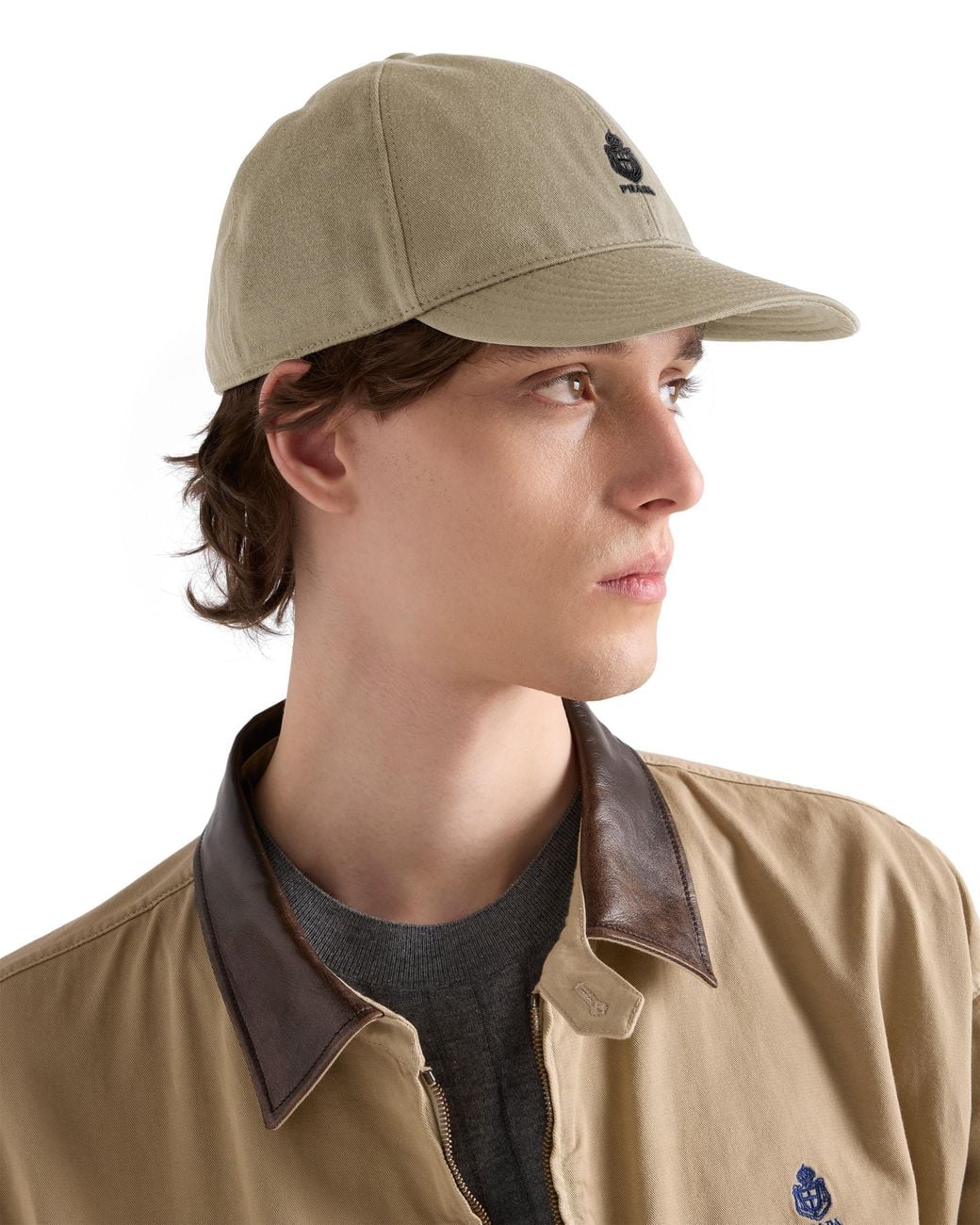 Prada White Old Gabardine Baseball Cap, Khaki for men