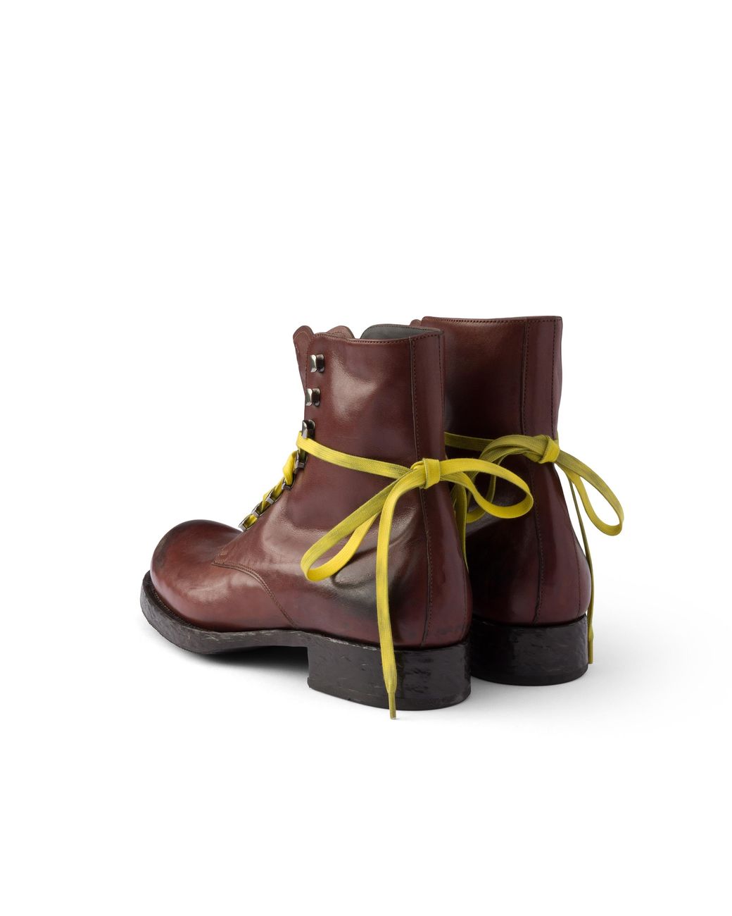 Prada Brown Leather Laced Booties, Size 6 for men