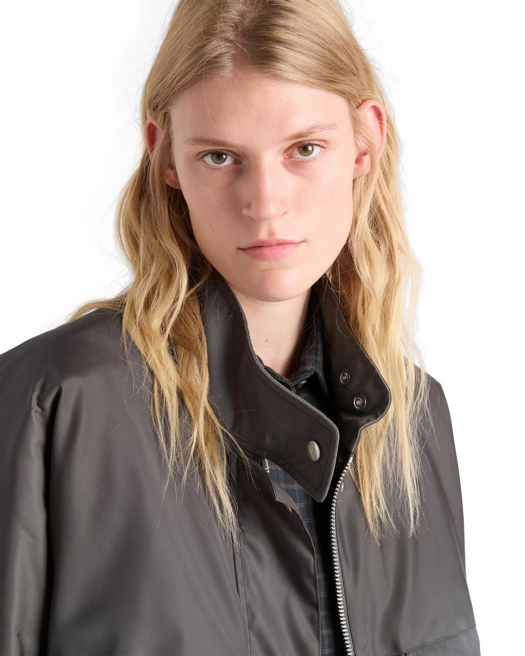 Prada Gray Washed Re-Nylon Blouson Jacket, Lead