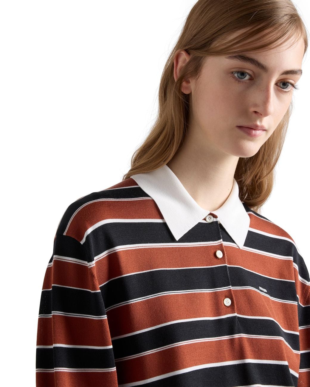 Prada Red Striped Silk Polo Shirt