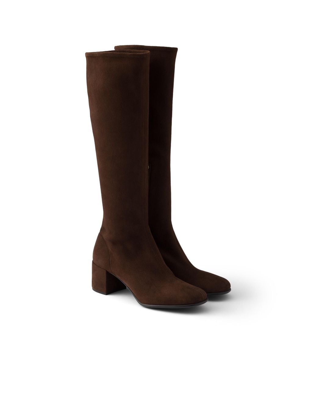 Prada Brown Stretch Suede Boots, Dark