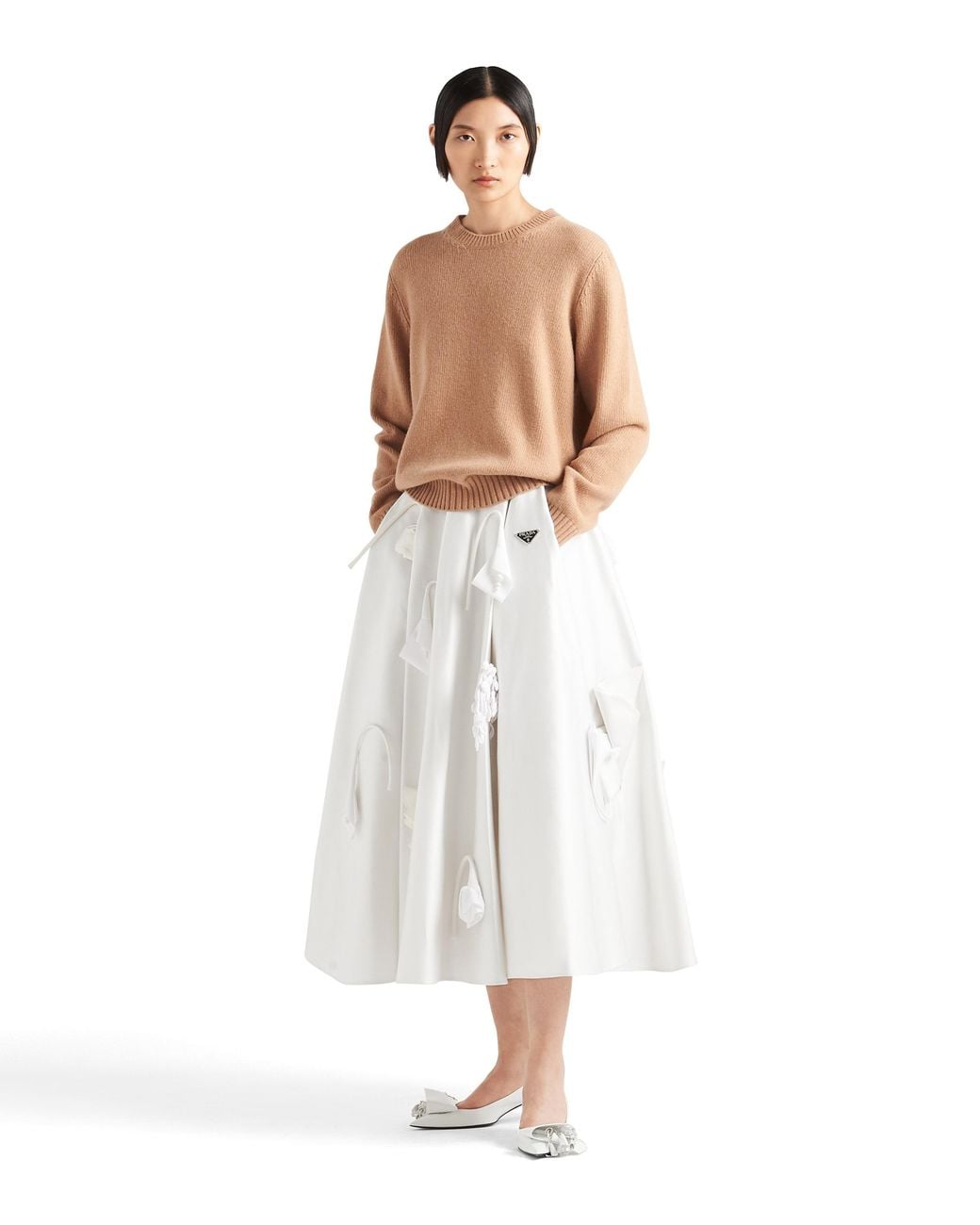 Prada White Wool And Cashmere Crew-neck Sweater